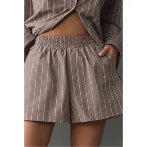 Good American X Anthropologie Pinstriped Cotton Poplin Shorts Size 2X